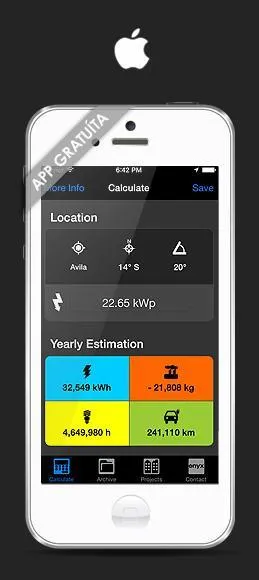 Descarga la app de estimación fotovoltaica de Onyx Solar directamente en tu iPhone o iPad